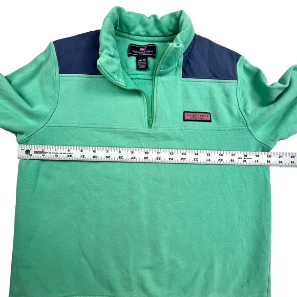 Vineyard Vines 1/4 Zip Pullover Sweater Jacket Youth Large 16-18 Green & Blue - Picture 7 of 8